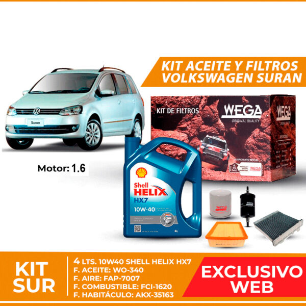 Kit Cambio de Aceite y Filtros para Volkswagen Suran