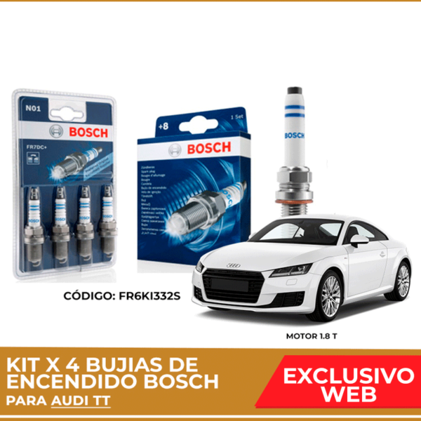 Kit 4 bujias de encendido bosch para Audi TT (Instalación incluida)
