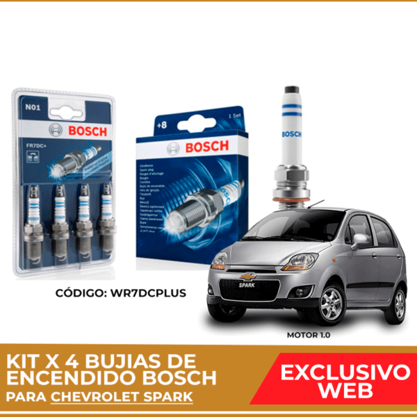 Kit 4 bujias de encendido bosch para Chevrolet Spark
