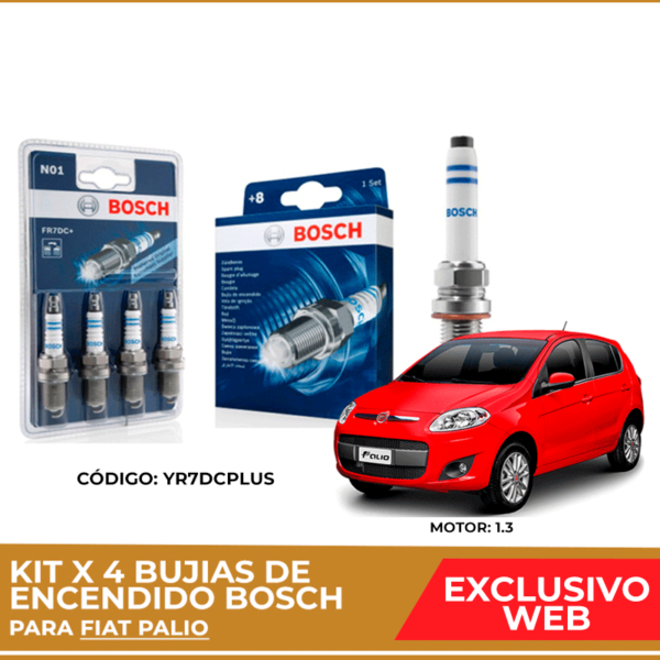 Kit 4 bujias de encendido bosch para Fiat Palio