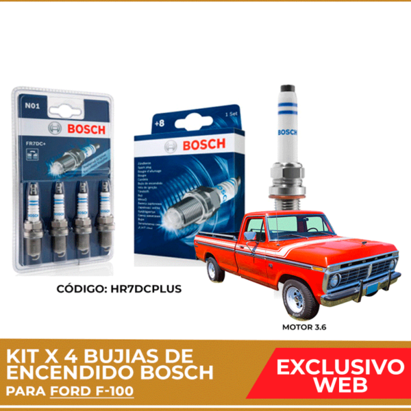 Kit 4 bujias de encendido bosch para Ford F100