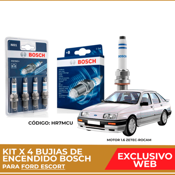 Kit 4 bujias de encendido bosch para Ford Escort
