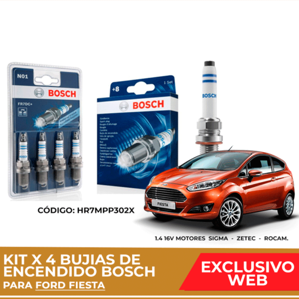 Kit 4 bujias de encendido bosch para Ford Fiesta