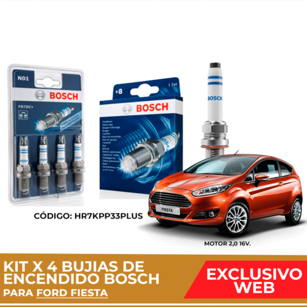 Kit 4 bujias de encendido bosch para Ford Fiesta (Instalacion incluida)