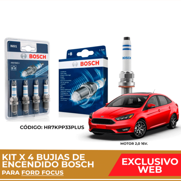 Kit 4 bujias de encendido bosch para Ford Focus (Instalacion incluida)