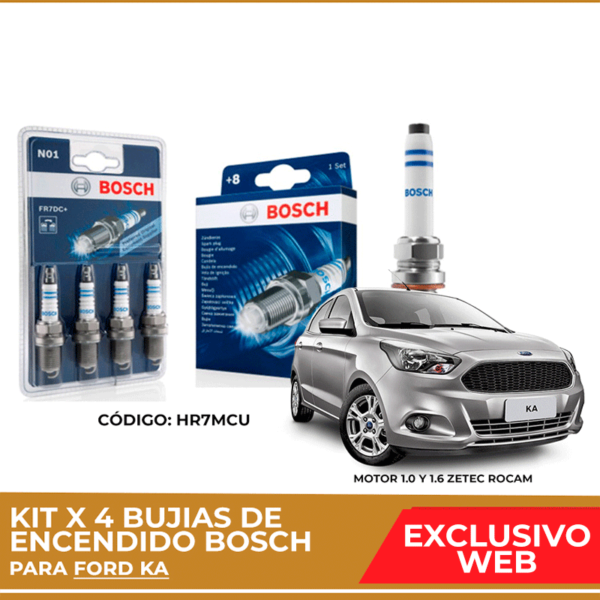Kit 4 bujias de encendido bosch para Ford KA
