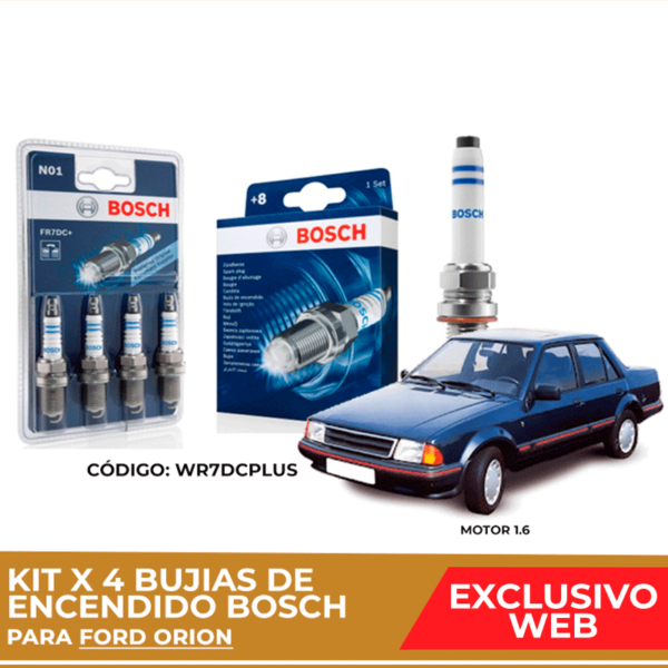 Kit 4 bujias de encendido bosch para Ford Orion