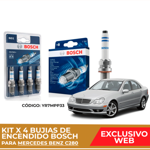 Kit 4 bujias de encendido bosch para Mercedes Benz C280
