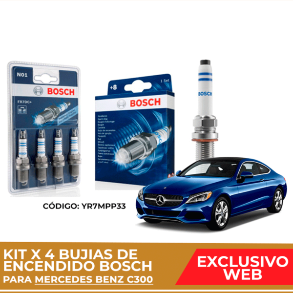 Kit 4 bujias de encendido bosch para Mercedes Benz C300