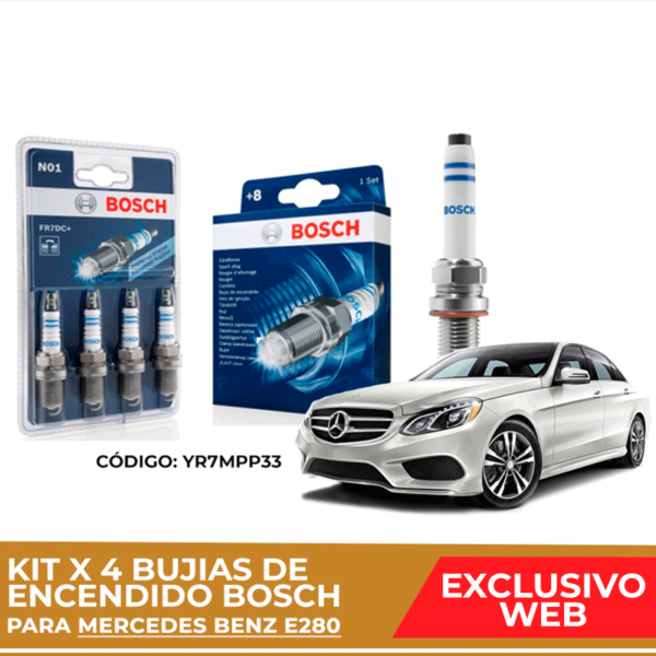 Kit 4 bujias de encendido bosch para Mercedes Benz E280