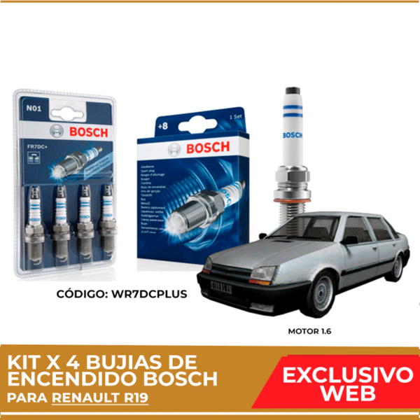 Kit 4 bujias de encendido bosch para Renault R19