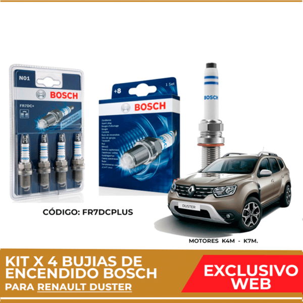 Kit 4 bujias de encendido bosch para Renault Duster