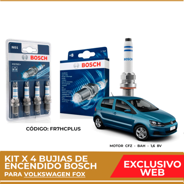 Kit 4 bujias de encendido bosch para Volkswagen Fox