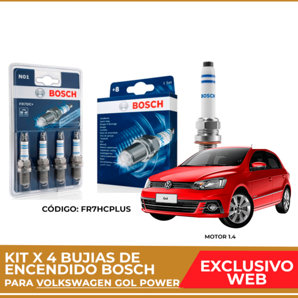 Kit 4 bujias de encendido bosch para Volkswagen Gol Power