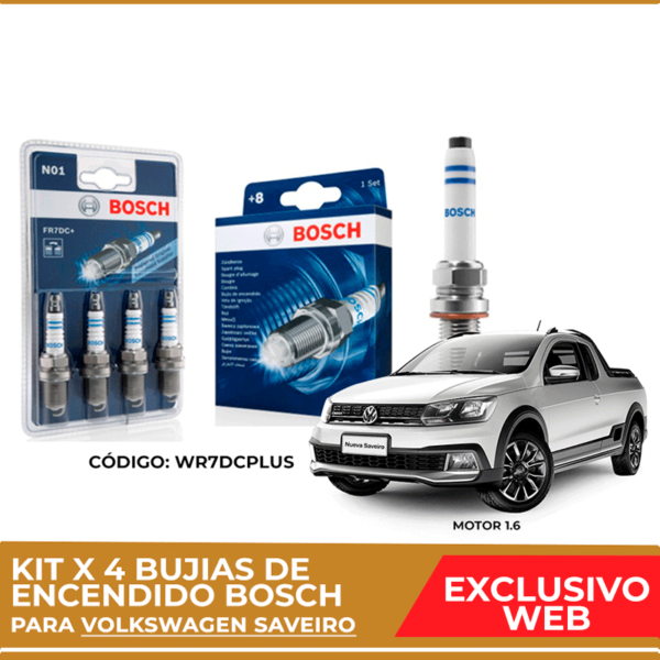 Kit 4 bujias de encendido bosch para Volkswagen Saveiro
