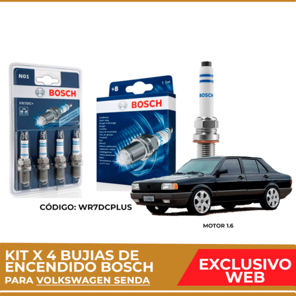Kit 4 bujias de encendido bosch para Volkswagen Senda