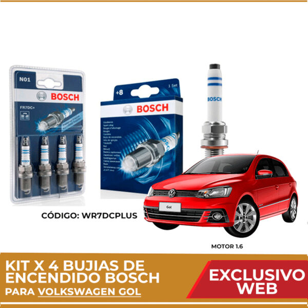 Kit 4 bujias de encendido bosch para Volkswagen Gol
