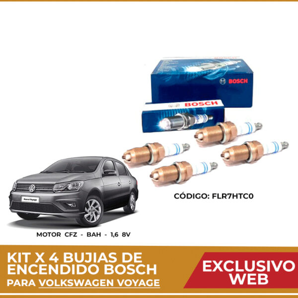 Kit 4 bujias de encendido bosch para Volkswagen Voyage