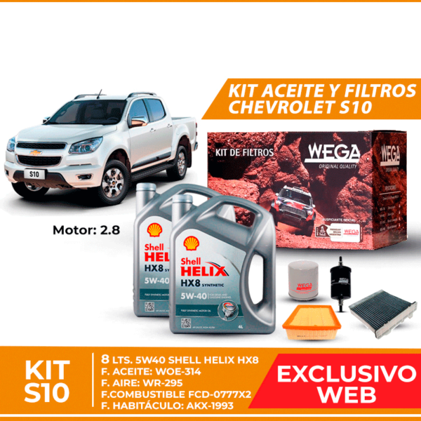 Kit Cambio de Aceite y Filtros para Chevrolet S10
