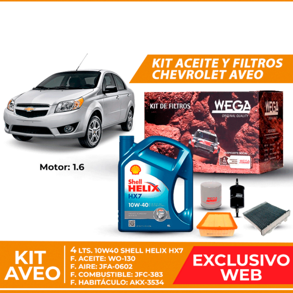 Kit Cambio de Aceite y Filtros para Chevrolet Aveo