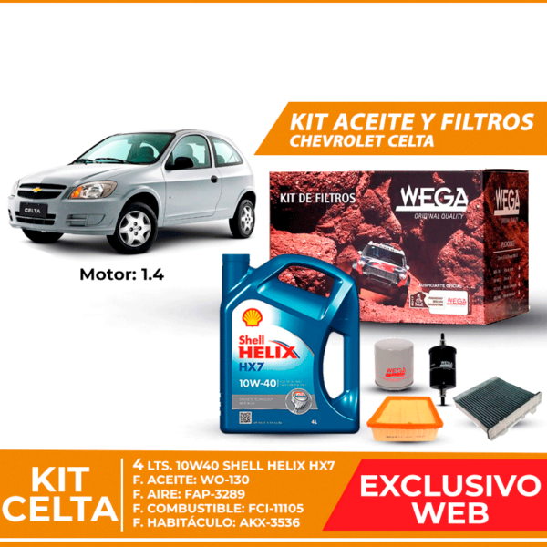 Kit Cambio de Aceite y Filtros para Chevrolet Celta