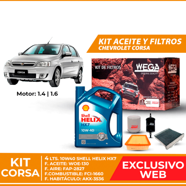 Kit Cambio de Aceite y Filtros para Chevrolet Corsa