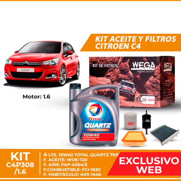 Kit Cambio de Aceite y Filtros para Citroen C4