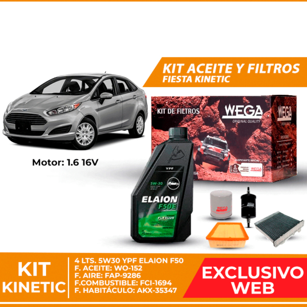 Kit Cambio de Aceite y Filtros para Ford Fiesta Kinetic