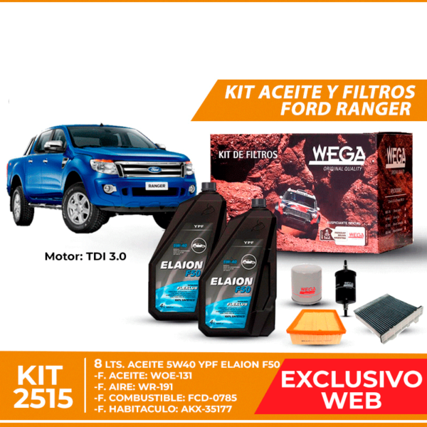Kit Cambio de Aceite y Filtros para Ford Ranger