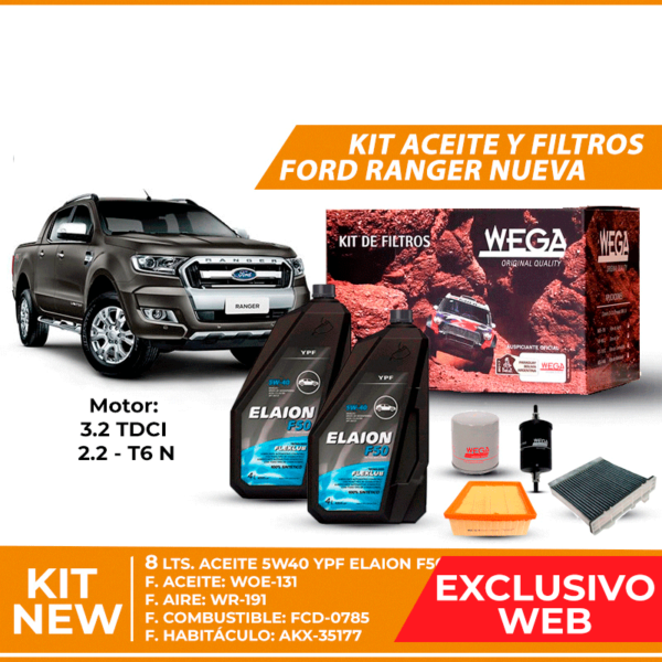 Kit Cambio de Aceite y Filtros para Ford Ranger New