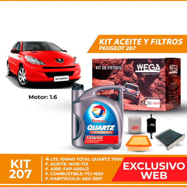 Kit Cambio de Aceite y Filtros para Peugeot 207