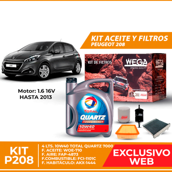 Kit Cambio de Aceite y Filtros para Peugeot 208