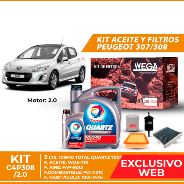 Kit Cambio de Aceite y Filtros para Peugeot 307 308 2.0