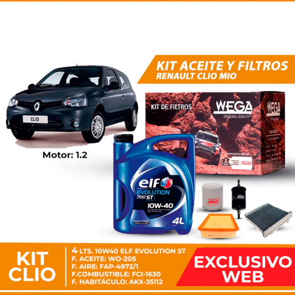 Kit Cambio de Aceite y Filtros para Renault Clio Mio