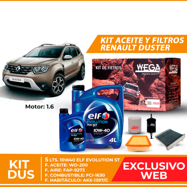 Kit Cambio de Aceite y Filtros para Renault Duster
