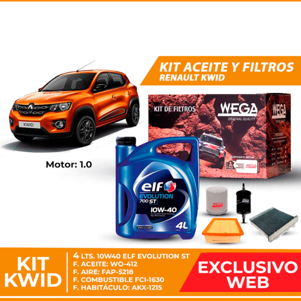 Kit Cambio de Aceite y Filtros para Renault Kwid