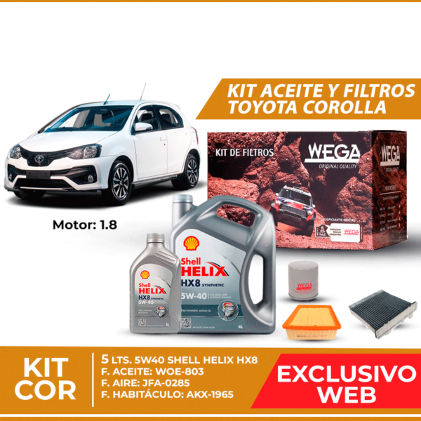 Kit Cambio de Aceite y Filtros para Toyota Corolla