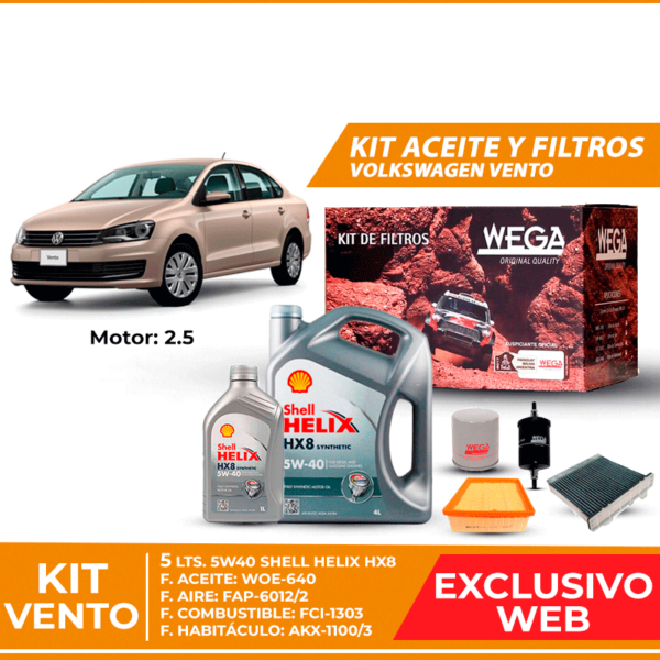 Kit Cambio de Aceite y Filtros para Volkswagen Vento